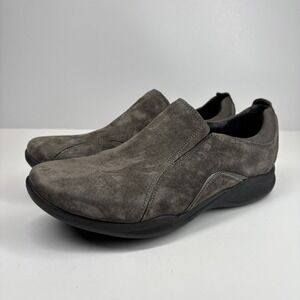 Clarks Wave Crest Women's US 9.5M Gray Suede Walking Comfort Slip-On Moc Loafers